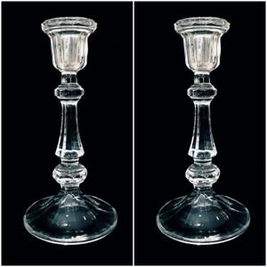VTG Set Monceaux By Cristal D'arques Durand 24% Lead Crystal Candleholders 8.25"
